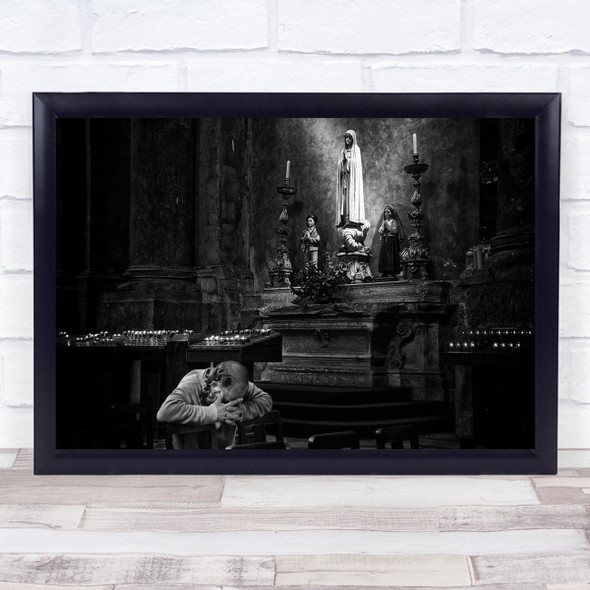 Black & White Church Illuminated Faith Holy Sacred Religion Religious Pray Print