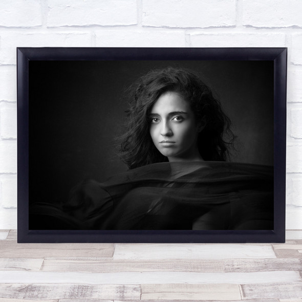 Black & White Portrait Face Woman Studio Model Mood Emotion Feeling Person Print