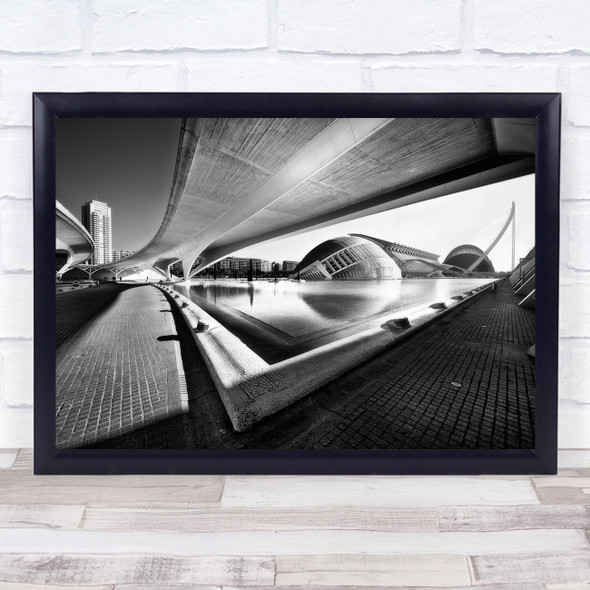 Calatrava Bridge Valencia Spain Santiago Black & White Modern Architecture Print