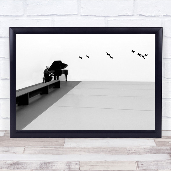 Grand Piano Music Musician Performance Instrument Black & White Birds Play Print