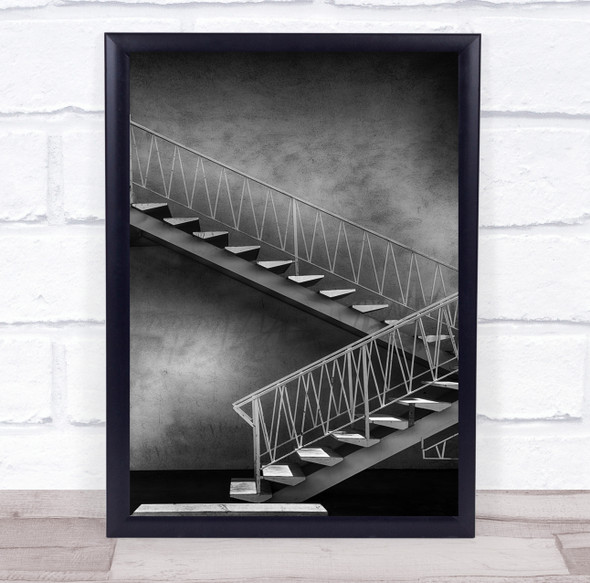 Stairs Staircase Black & White Zig Zag Zig-Zag Architecture Steps Geometry Print