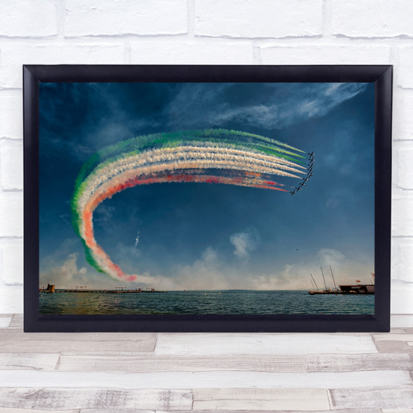 Action Aviation Planes Murcia Spain Frecce Tri colour Santiago De Wall Art Print