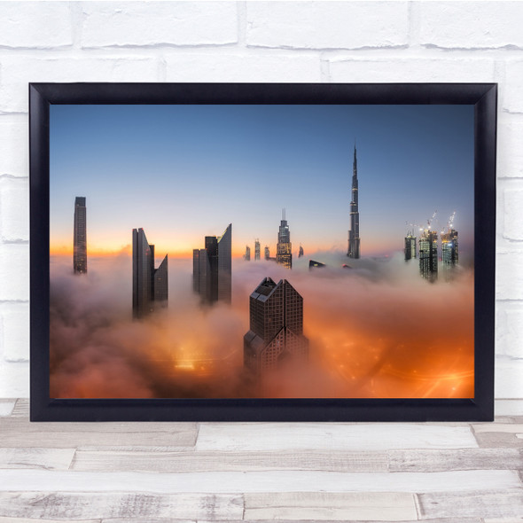 Burjkhalifa Dubai Fog Cityscape Architecture Long exposure Cotton Wall Art Print