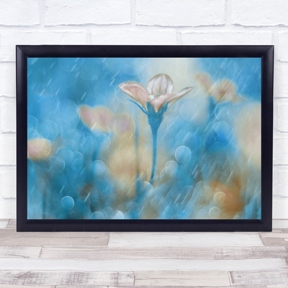 Creative Edit Flower Bokeh Pastel Colour Colors Blue Flowers Rain Wall Art Print