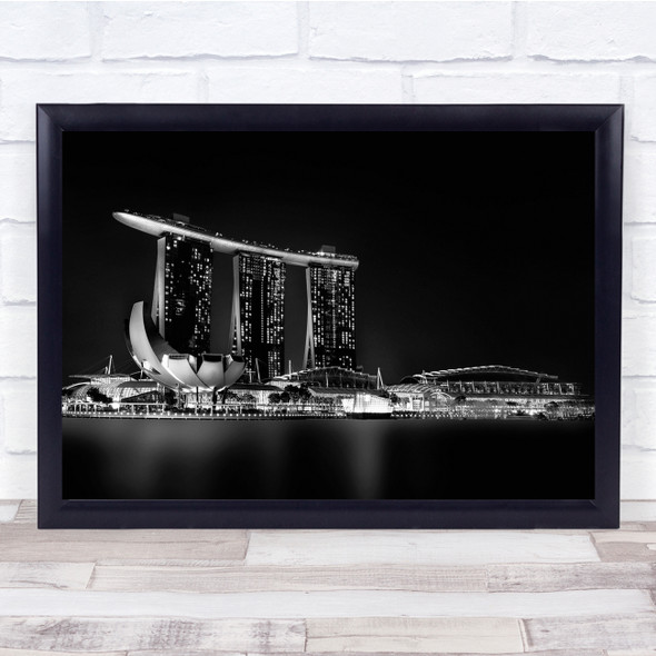 Landscape Black & White Building Architecture Twinkling Singapore Wall Art Print