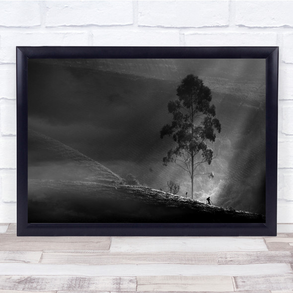 Landscape Black & White Tree Stick Journey Travelling Light Earth Wall Art Print