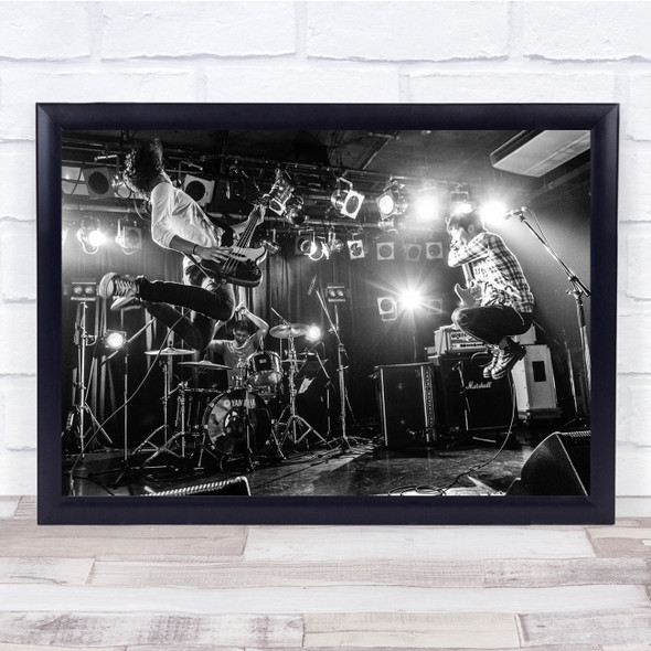 Live Concert Gig Rock Music Japan Monochrome Black-and-white Jump Wall Art Print