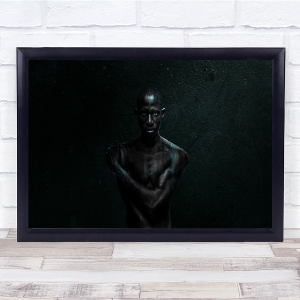 Portrait Black Texture Alone Dark Lonely Eyes Strong man Strength Wall Art Print