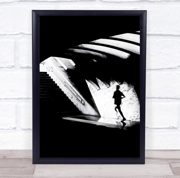 Runaway Liegi Station Belgio Calatrava dark tunnel stairs running Wall Art Print