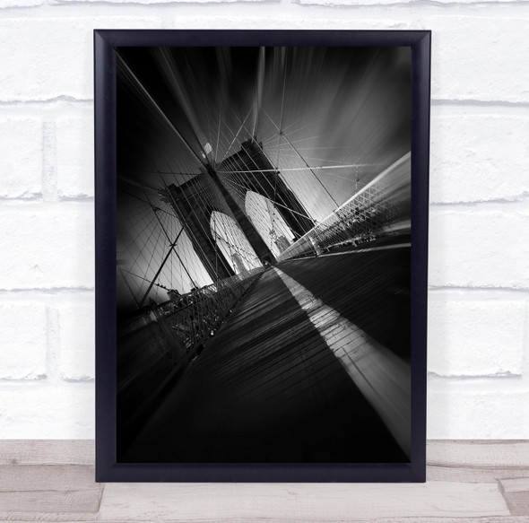 NYC New York Black Brooklyn Manhattan Us USA United bridge States America Print