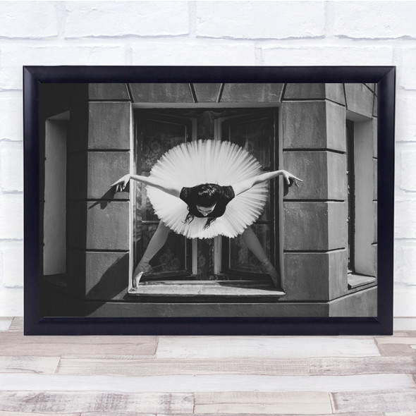 Ballet Window Posture Ballerina Black White Performance Skirt Perspective Print