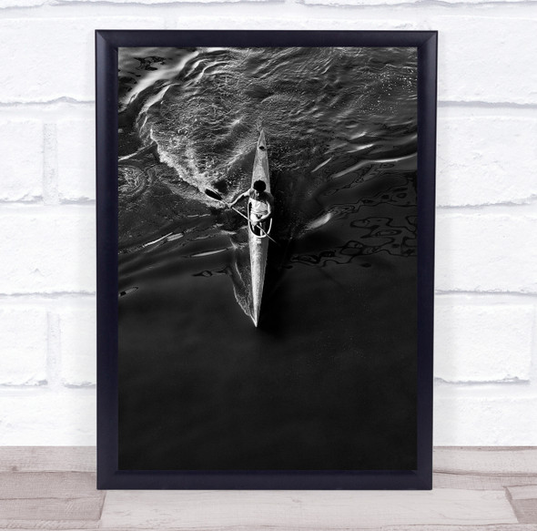 Champion Paddle Paddling Row Rowing Rowboat Canoe Kayak Black White Water Print