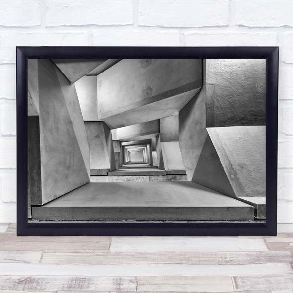 Chaos Chaotic Stairs Staircase Black White Architecture Abstract Concrete Print