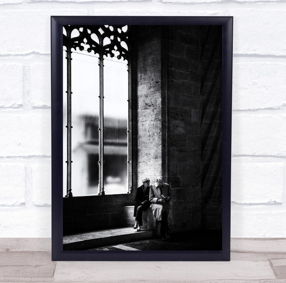 People Old Window Couple Black White Street Read Reading Book Pair In The Print