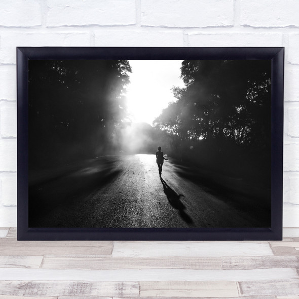 Run Running Jogger Jogging Black White Shadow Perspective Road Way Action Print