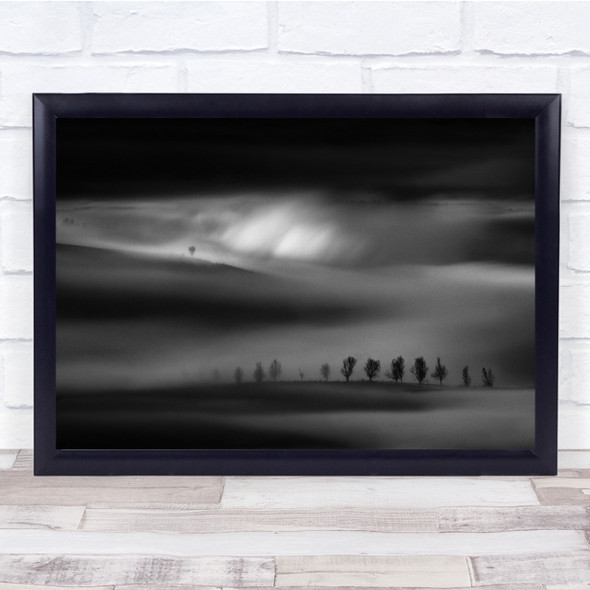 Slovakia Landscape Trees Shadow Light Clouds Cloud Cloudy Sky Black White Print