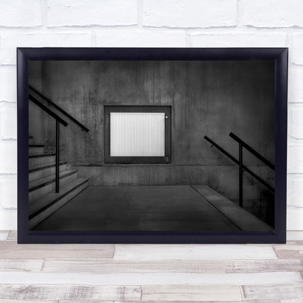 Architecture Black & White Black White Window Stairs Light Blinded Shapes Print