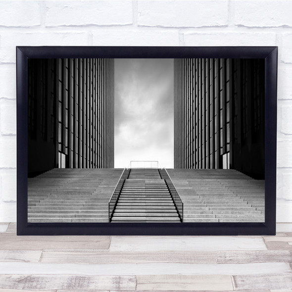 Architecture Empty Wall Facade Stairs Steps Black & White Desolate Modern Print