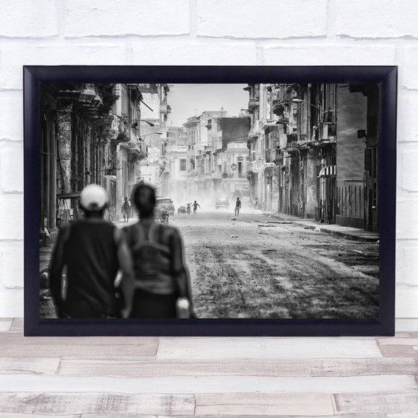 City Cuba Street Theatre Black & White Dust Road Havana Avenue Alley Walk Print