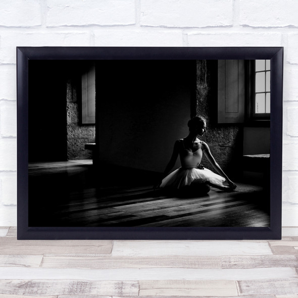 Conceptual Black & White Black White Ballerina Window Shadow Woman Dancer Print