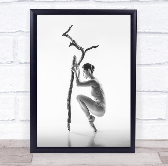 High Key High-Key Branch Tree Ballet Ballerina Black & White Mood Emotion Print