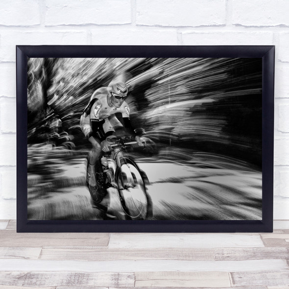 Cycling Speed Time Trial Zoom Action Bike Bicycle Motion Black & White Print