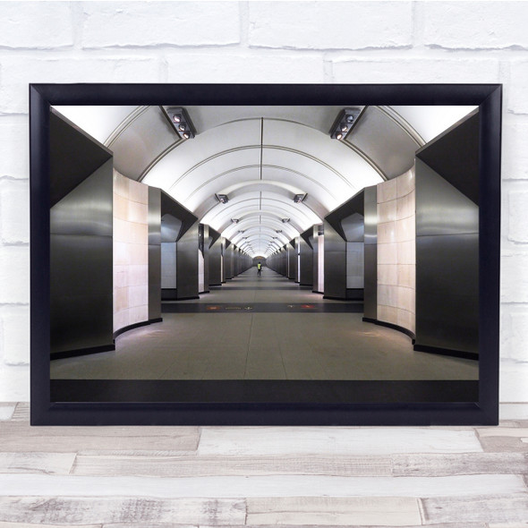 Empty Modern Futuristic Metro Underground SuBlack & Whiteay People One Print