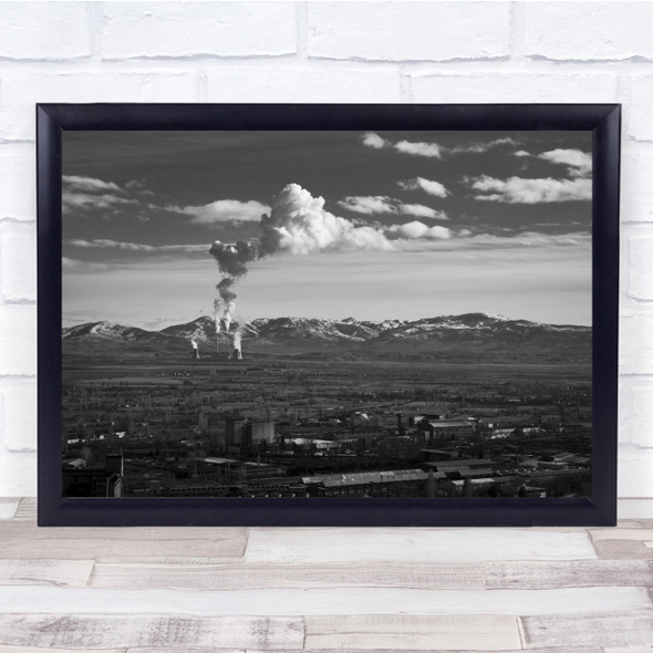 Industry Black & White Industrial Pollution Power Production Landscape Print