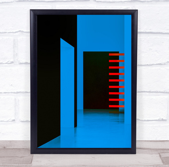 Architecture Abstract Deichtorhallen Hamburg Red Blue Germany Wall Art Print