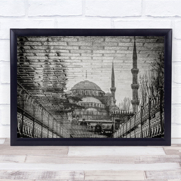 Architecture Istanbul Turkey Religion Mosque Sultanahmed Blue Wall Art Print