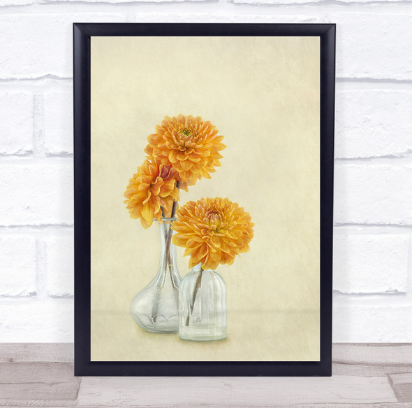 Dahlia Dahlias Flower Flowers Vase Vases Flora Floral Bouquet Wall Art Print