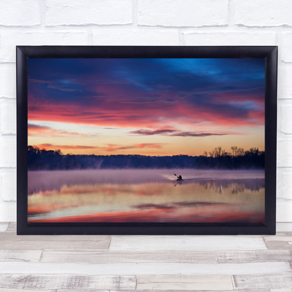 Dawn Morning Lake Reflection Clouds Kayaking Exercise Sunrise Wall Art Print