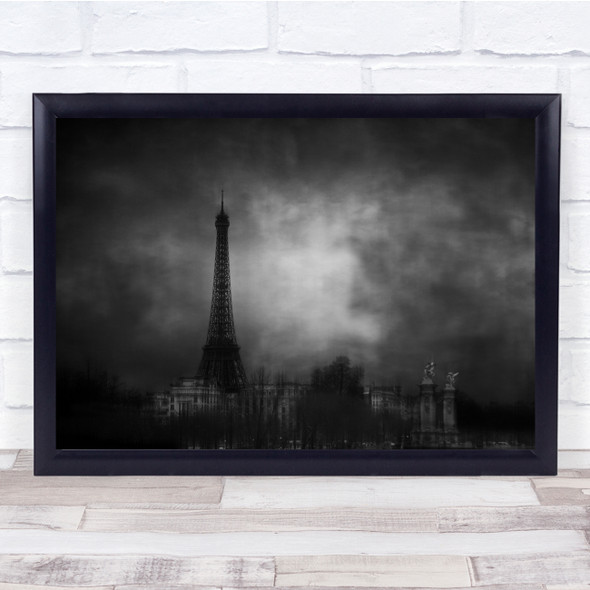 Eiffel Tower Architecture Dark Low Key Low-Key Texture France Wall Art Print