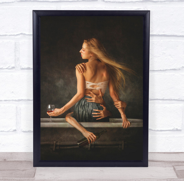 Fine art Surreal Hands Girl Lady Beautiful Bathtub Hairs Sexy Wall Art Print