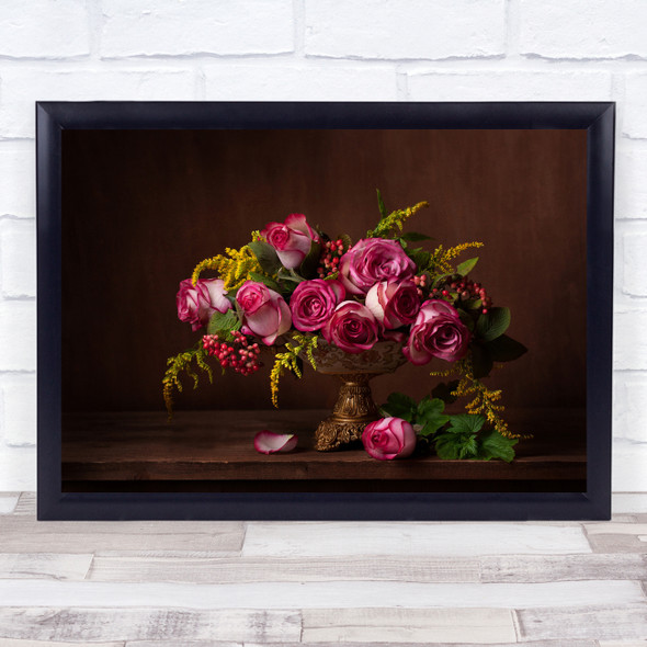 Flowers Light Rose Roses Still Life Pink Vintage Retro Flower Wall Art Print