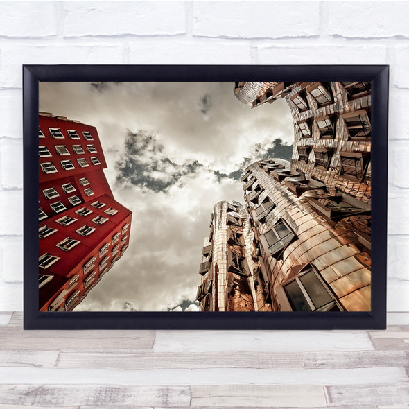 Gehry Duesseldorf Architecture Red Germany Facade Metal Shiny Wall Art Print