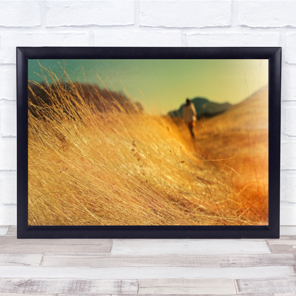 Grass Autumn Blurry Person Figure Dream Dreaming Mood Emotion Wall Art Print