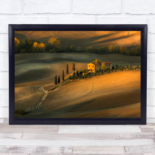 Landscape Italy Piensa Tuscany House Farmhouse Travel Tourism Wall Art Print