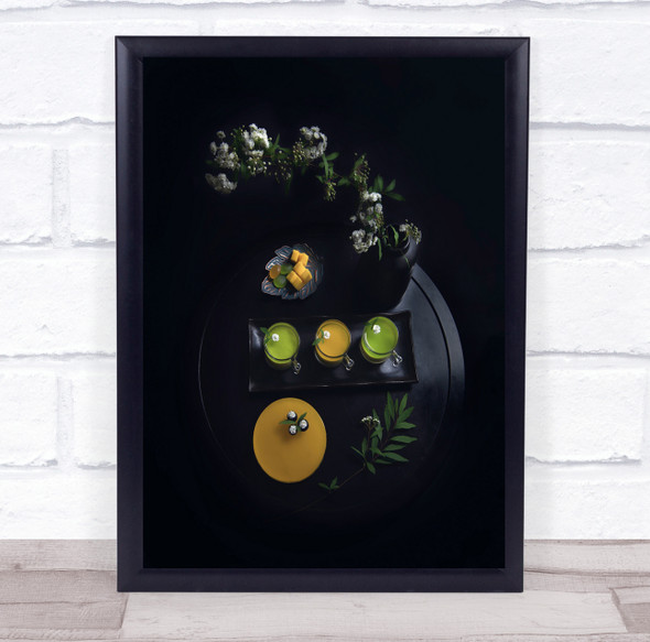 Mango Mousse Cake Kiwi Still Life Dessert Plate Food Homemade Wall Art Print