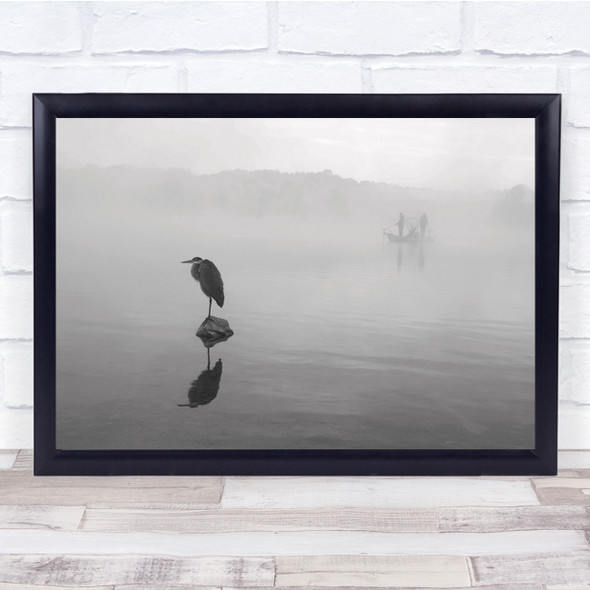 Morning Mist Heron Exton USA Rivals Do Not Talk To Each Other Wall Art Print
