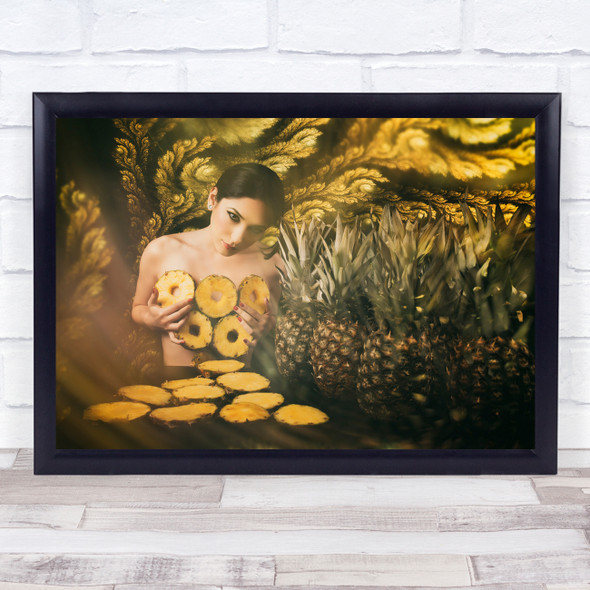 Pineapple Pineapples Fruit Fruits Woman Female Portrait Rings Wall Art Print