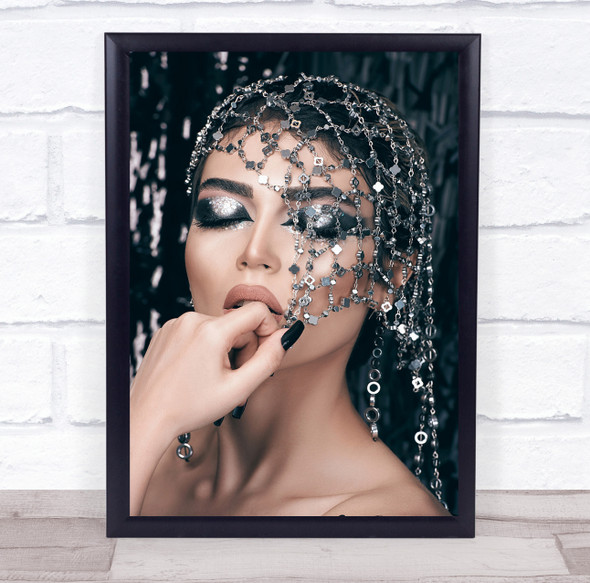 Portrait Fashion Girl Model Makeup Face Woman Make Up Make-Up Wall Art Print