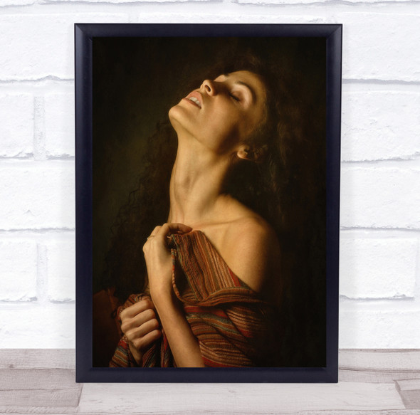 Portrait Girl Model Woman Sensual Sensuality Closed Eyes Mood Wall Art Print