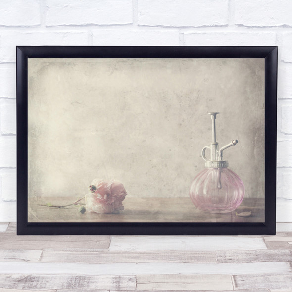 Rose Pink Perfume Bottle Flower Romance Romantic Love Texture Wall Art Print