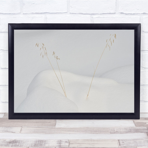 Simple Snow Winter Minimalism Minimalistic Grass Alone Lonely Wall Art Print