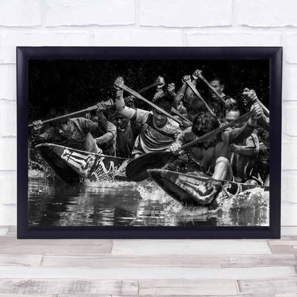 To The Same Destination rowing team action sport water splash Wall Art Print