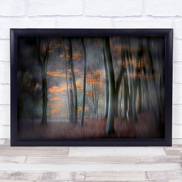 Tree Trunks Landscape Autumn Fall Forest Creative Edit Leaves Wall Art Print