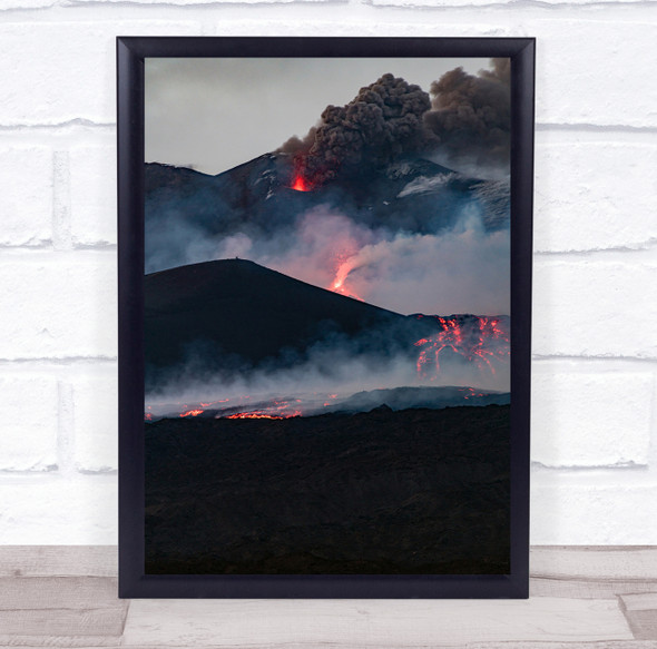 Volcano Volcano Etna Magma Eruption Powerofnature Nature Fire Wall Art Print