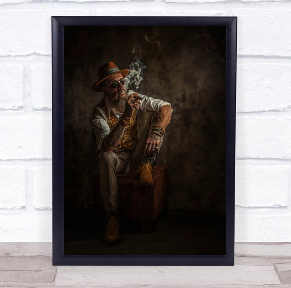 Waiting For Djangelene My Queen fashionable man smoking cigar Wall Art Print