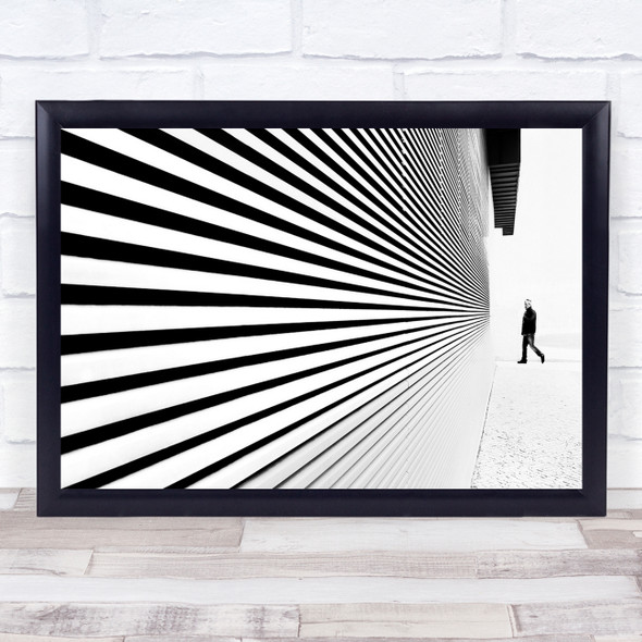 Stripes Lines Perspective Zebra Black & White Person Man Walking Walk Print